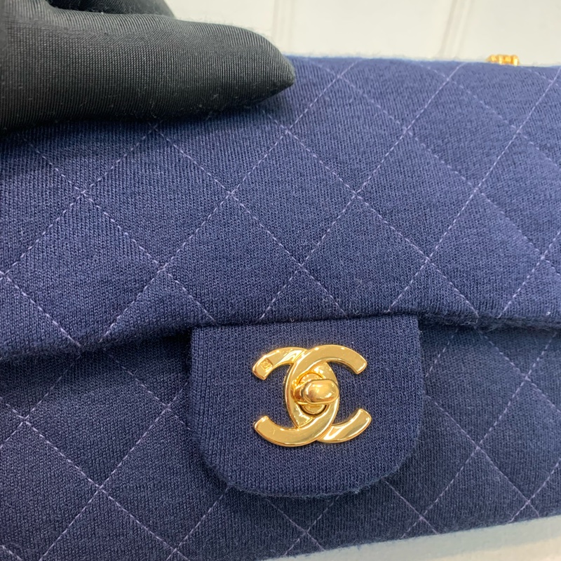 Chanel 香奈兒 中古 深藍色 初代布面CF  XB579-32