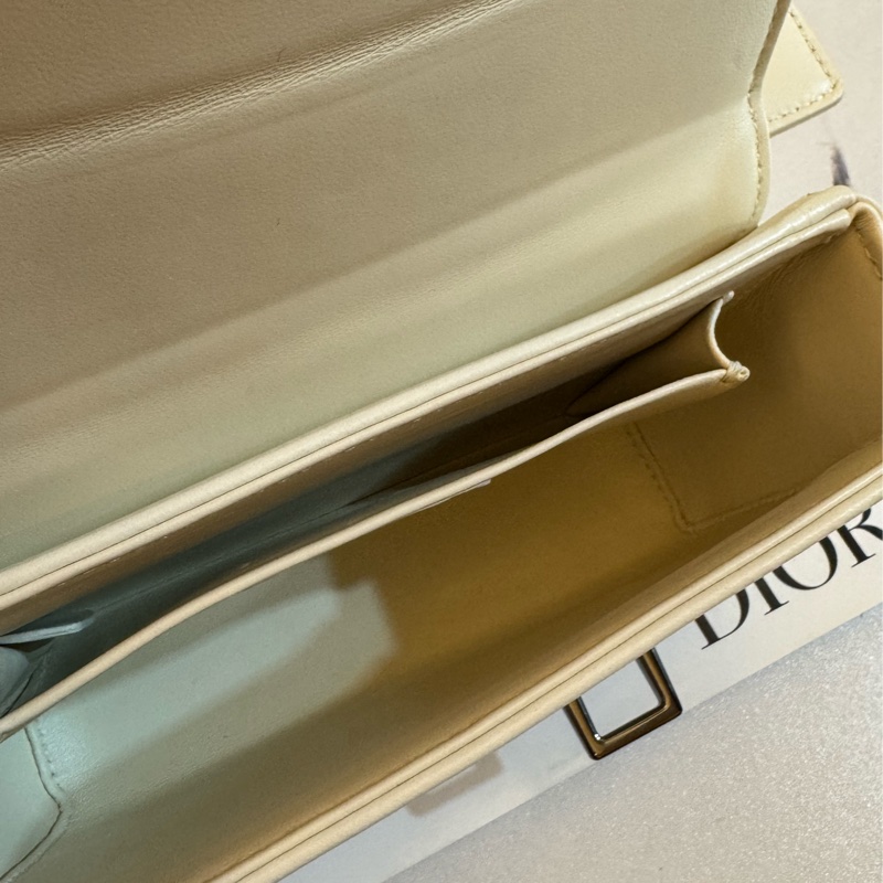 Dior白 白皮革方形復古銀CD手提兩用包-20