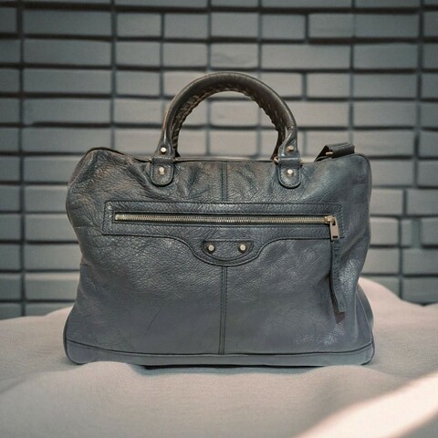 莉亞精品♡Balenciaga 復古機車包 藍綠色 二手美包