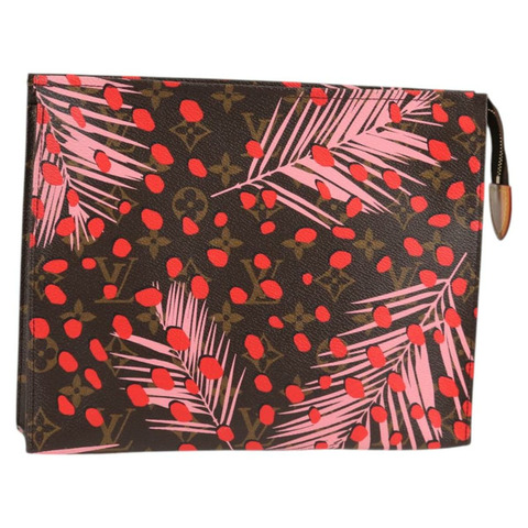 路易威登 Monogram Jungle Dot Poche Toilette 26 手拿包 棕紅色 正品 127808M