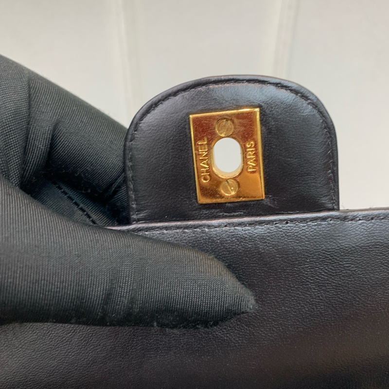 Chanel 香奈兒 黑色漆皮 中古Flap 黑金 I020-8