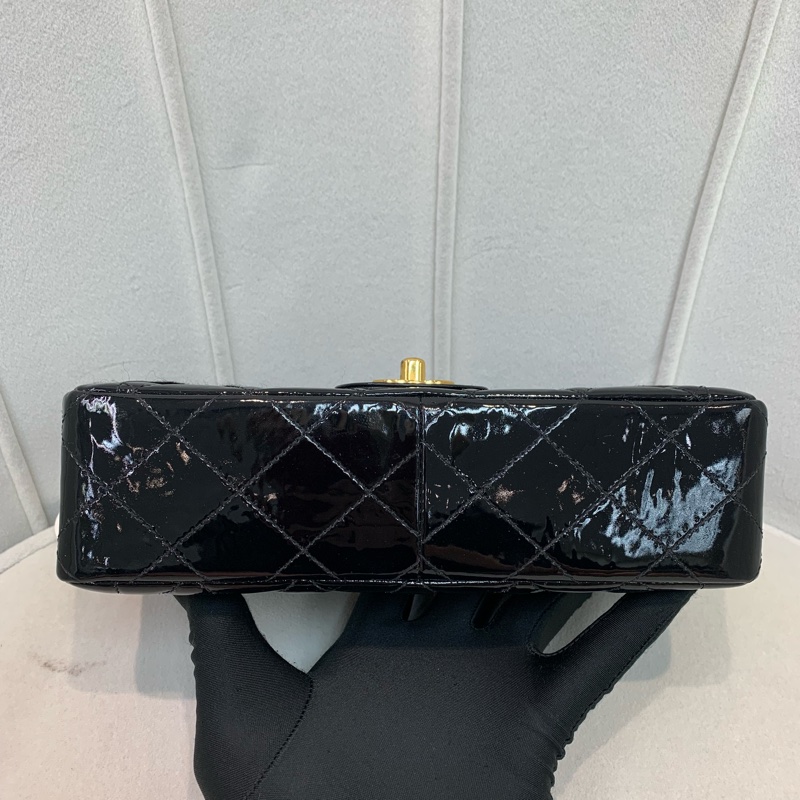 Chanel 香奈兒 黑色漆皮 中古Flap 黑金 I020-13