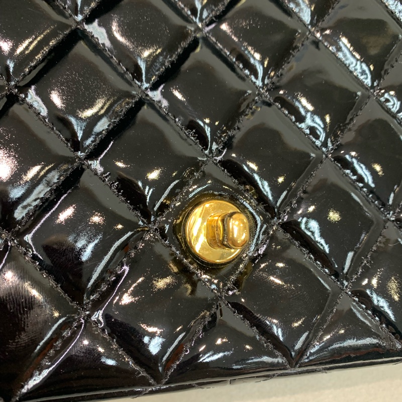 Chanel 香奈兒 黑色漆皮 中古Flap 黑金 I020-25