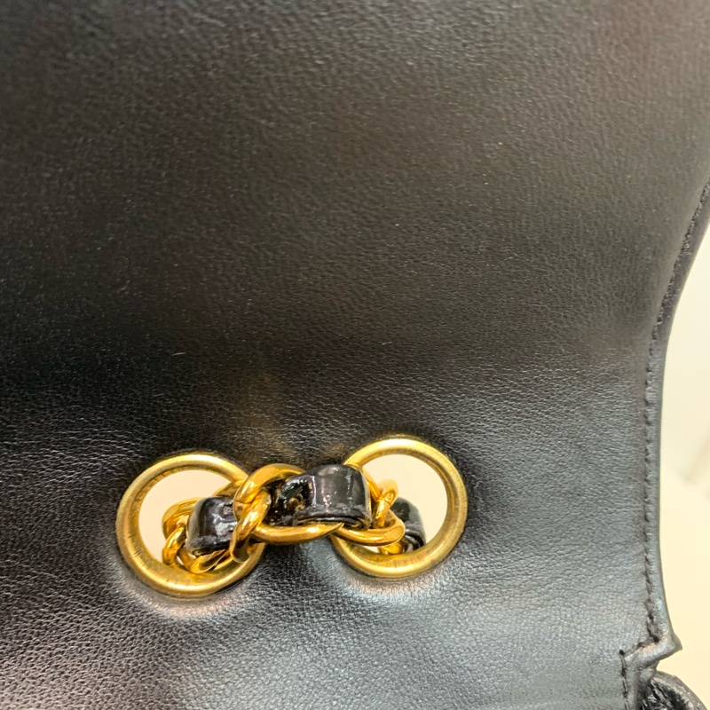 Chanel 香奈兒 黑色漆皮 中古Flap 黑金 I020-32