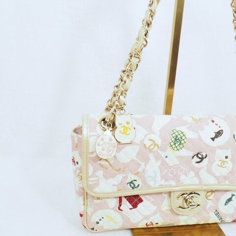 超稀有限量版！Chanel 香奈兒CF classic flap 貓咪印花鏈條單肩包