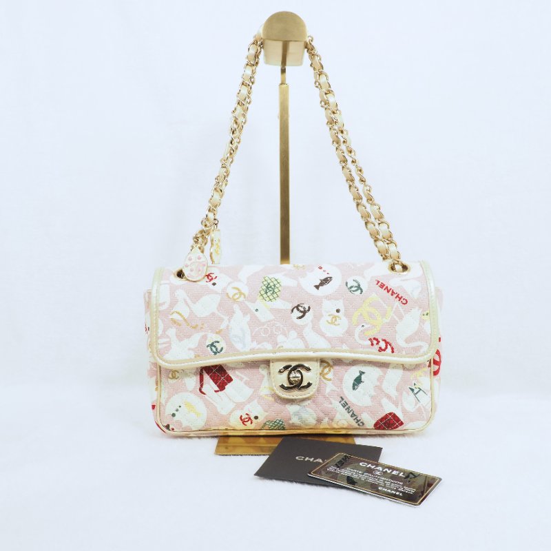 超稀有限量版！Chanel 香奈兒CF classic flap 貓咪印花鏈條單肩包-6