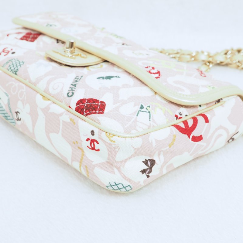 超稀有限量版！Chanel 香奈兒CF classic flap 貓咪印花鏈條單肩包-9