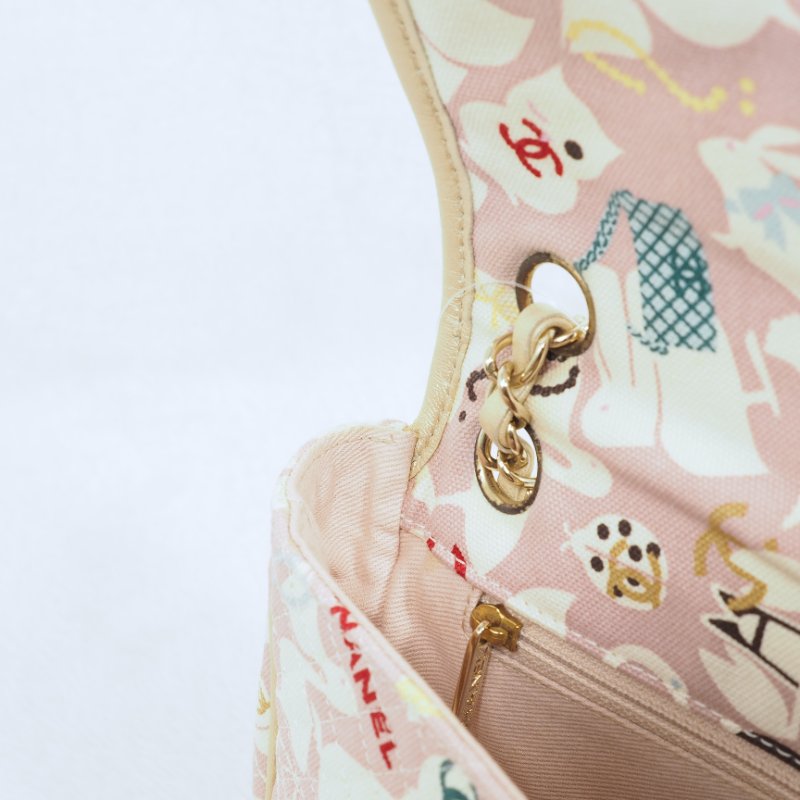 超稀有限量版！Chanel 香奈兒CF classic flap 貓咪印花鏈條單肩包-20