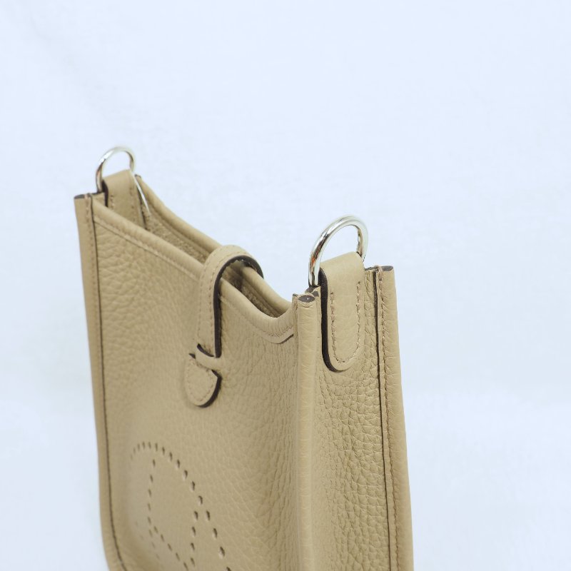 閒置新品 Hermes Mini Evelyne 8Q Beige Marfa 愛馬仕伊芙蓮 馬爾法米色銀扣-20