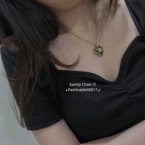 ෆ Chanel 24 黑金蕾絲愛心項鍊