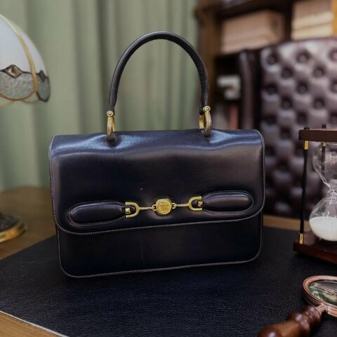 Celine 中古品深藍色手提Kelly型手袋