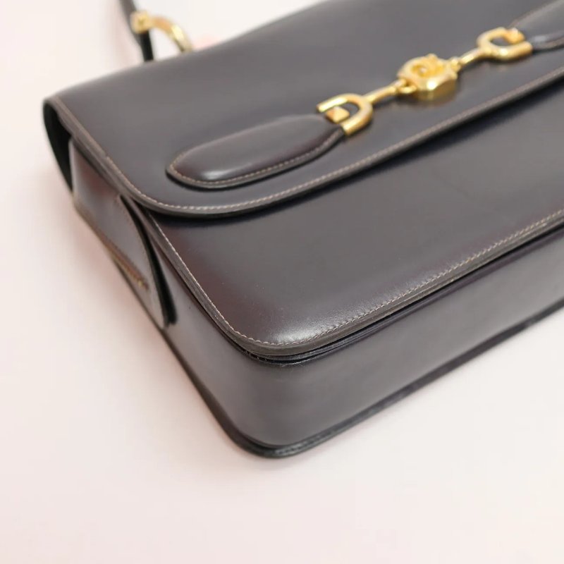 Celine 中古品深藍色手提Kelly型手袋-7