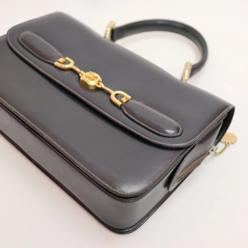 Celine 中古品深藍色手提Kelly型手袋-8