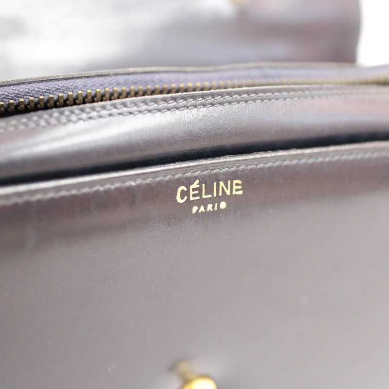 Celine 中古品深藍色手提Kelly型手袋-9