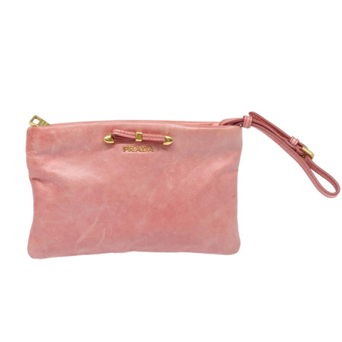 PRADA 粉紅皮革手拿包 正品 am6580