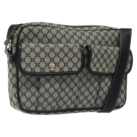 CELINE Macadam 帆布肩背包 灰銀 正品 119763