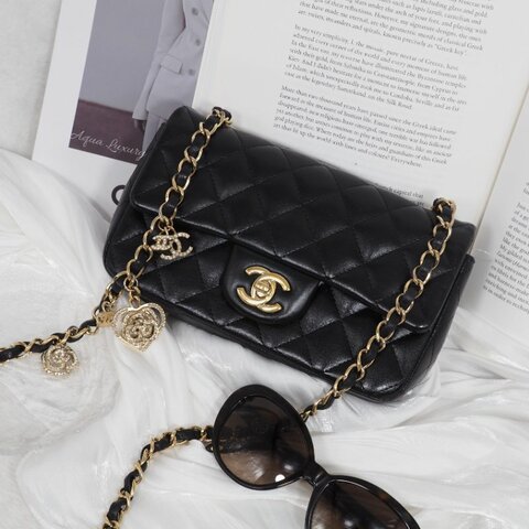 Chanel CF20 Classic Flap Lambskin 2014年情人節限定 黑色金扣 香奈兒翻蓋包