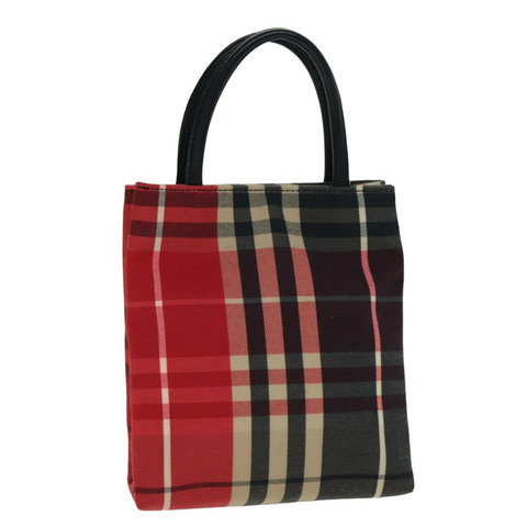 BURBERRY Nova 格紋手提包 帆布 紅色 正品 78853