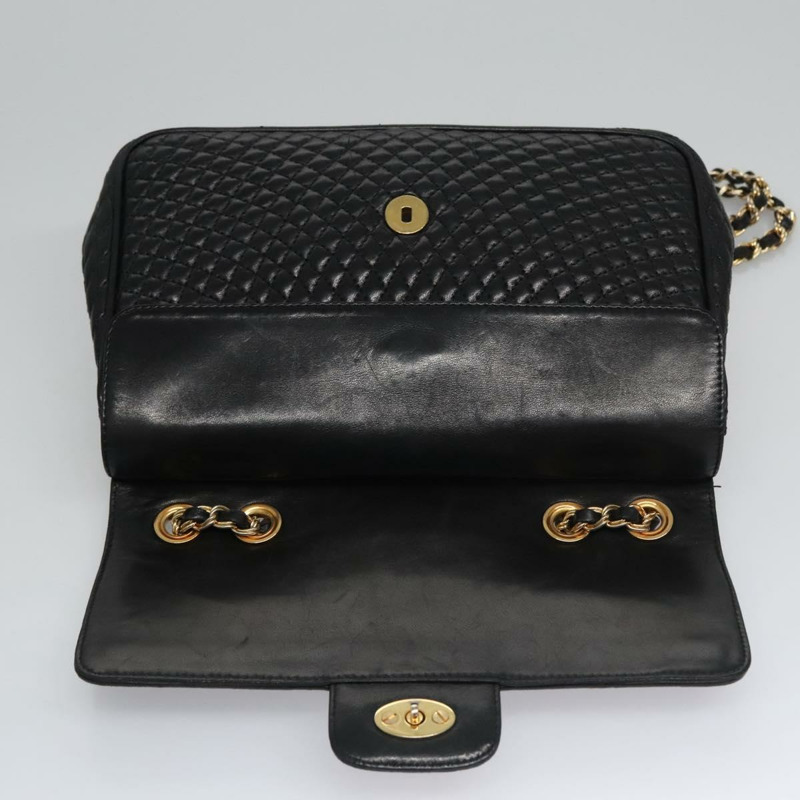 【日本直送】BALLY 鏈條單肩包 皮革 黑金 正品 110411-10