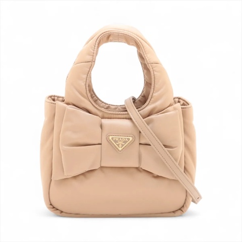 Prada padded nappa Nylon 2 Way Handbag Beige 普拉達尼龍兩用袋