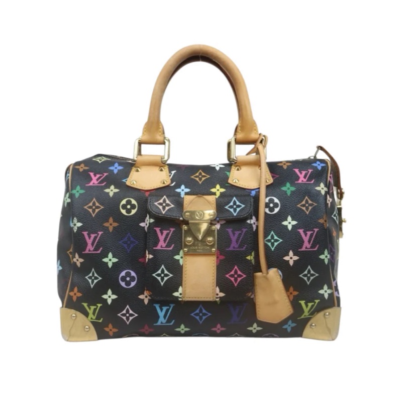 「JL精品代購」9新 LV 黑三彩 波士頓包-0