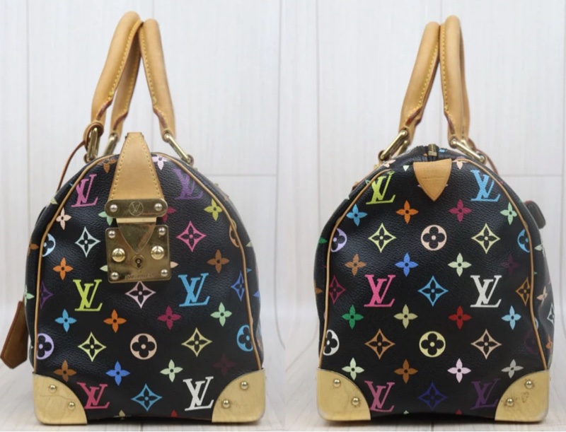 「JL精品代購」9新 LV 黑三彩 波士頓包-3