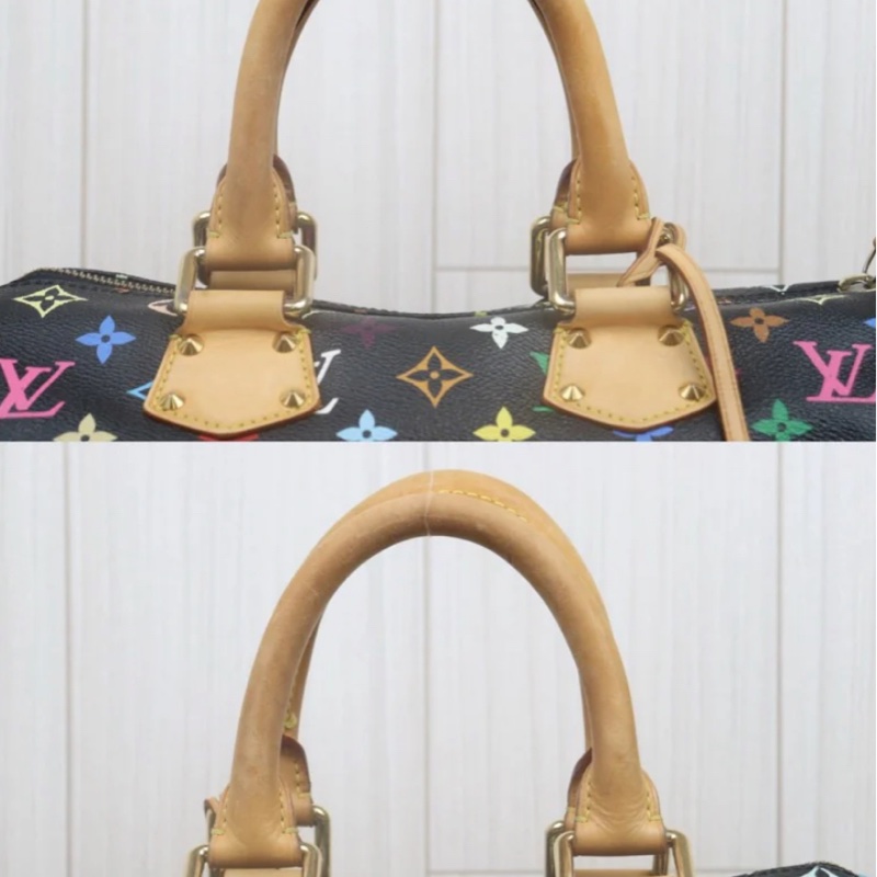 「JL精品代購」9新 LV 黑三彩 波士頓包-4