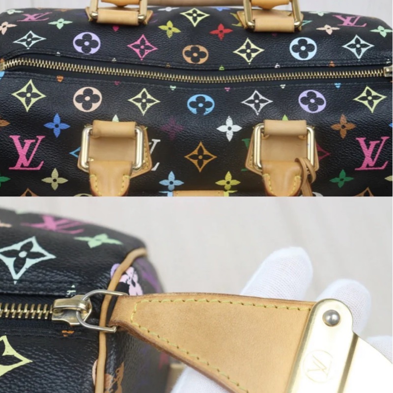 「JL精品代購」9新 LV 黑三彩 波士頓包-10