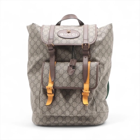 Gucci GG Supreme Cat head PVCx leather Backpack 古馳老花背包