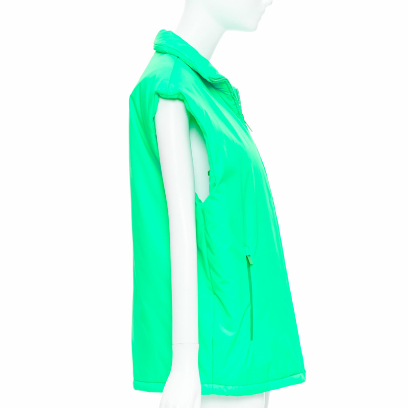 PRADA 2018 Linea Rossa Primaloft neon green nylon red logo puffer vest S-4