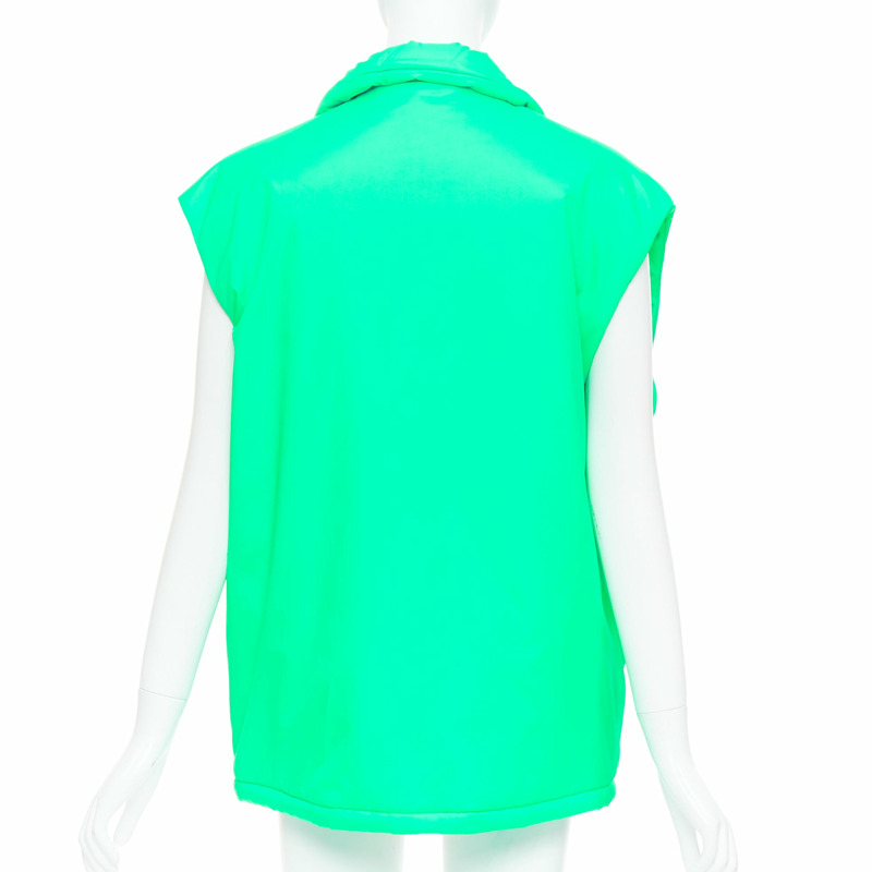 PRADA 2018 Linea Rossa Primaloft neon green nylon red logo puffer vest S-5