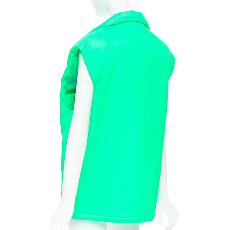 PRADA 2018 Linea Rossa Primaloft neon green nylon red logo puffer vest S-6