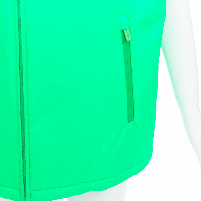 PRADA 2018 Linea Rossa Primaloft neon green nylon red logo puffer vest S-7