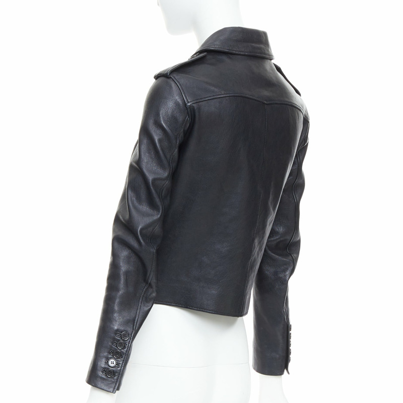 SAINT LAURENT Hedi Slimane 2014 black cropped smoking spencer jacket FR36 S-6