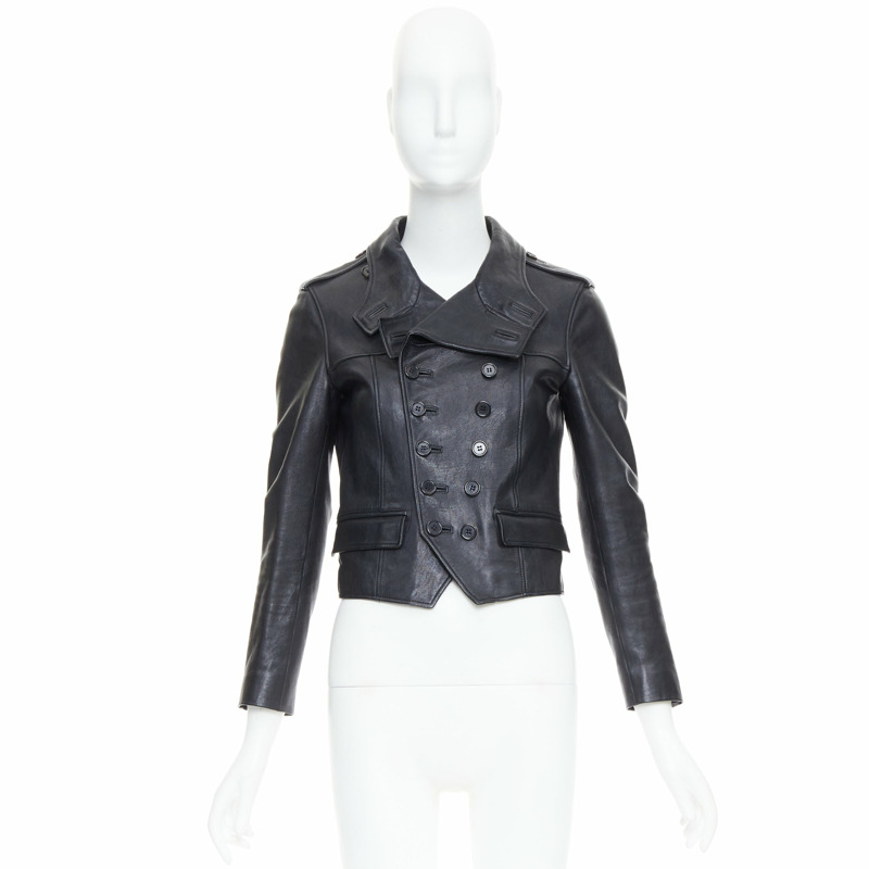 SAINT LAURENT Hedi Slimane 2014 black cropped smoking spencer jacket FR36 S-9