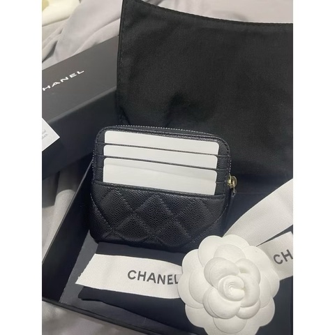 全新｜Chanel 胖吐司卡包零錢包-黑金荔枝/過新年換新錢包