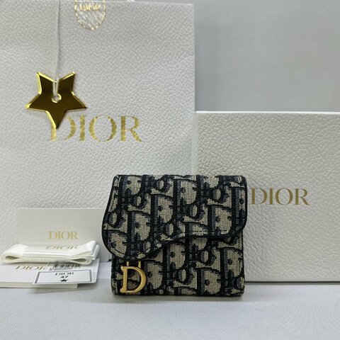 DIOR 老花馬鞍三折短夾