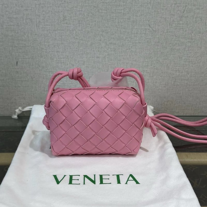 BV 粉色candy loop 經典編織肩背斜背包13*9*6 全新閒置配件塵袋-4