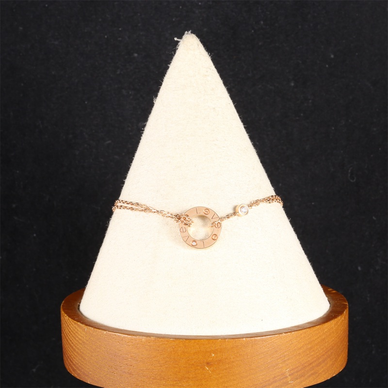 CARTIER(卡地亞)  18K玫瑰金 鑽石 LOVE系列 兩顆鑽 雙鏈 圓餅-0