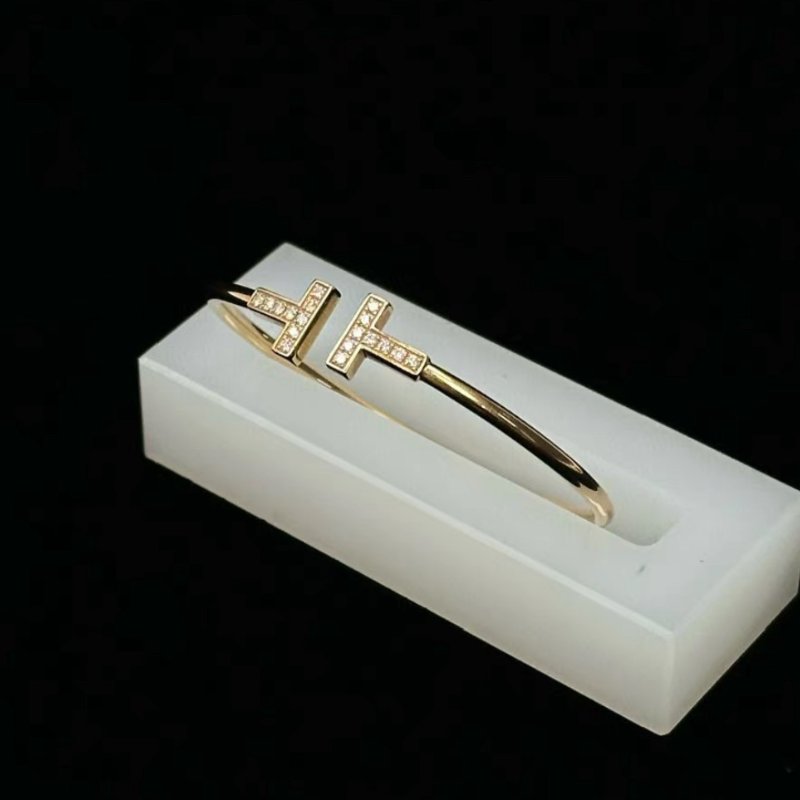 TIFFANY T系列雙T帶鑽手環14cm 99新配件:盒子-2