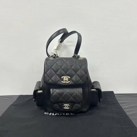CHANEL 23k菱格紋坦克後背包25*20*9 全新閒置配件塵袋