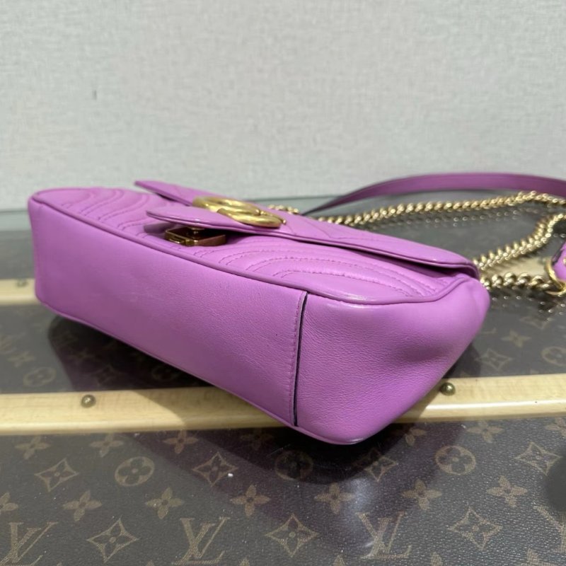 GUCCI Marmont紫金馬蒙26鍊條包 26*15*7 98新-4