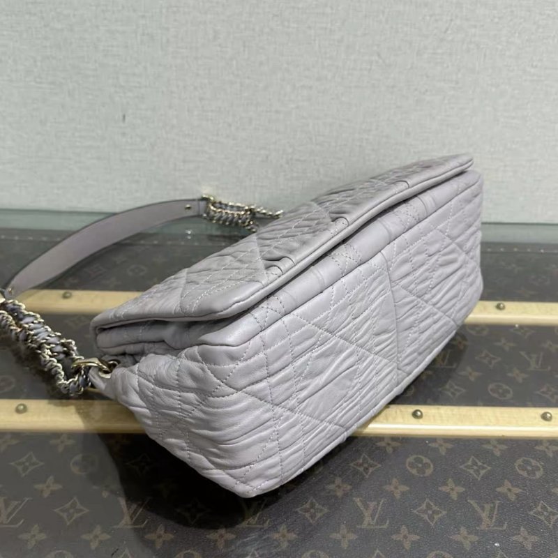 DIOR 金扣皺褶菱格紋肩背腋下hobo包 29*20*12 98新-2