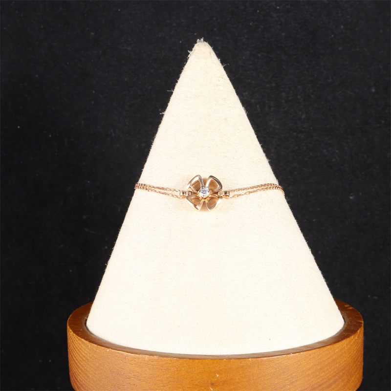 BVLGARI(寶格麗)  18K玫瑰金 玫瑰金 詠綻 鏤空花瓣 單鑽手鏈 18K-0