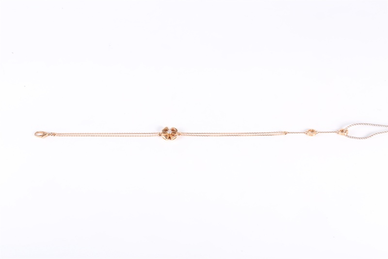 BVLGARI(寶格麗)  18K玫瑰金 玫瑰金 詠綻 鏤空花瓣 單鑽手鏈 18K-5