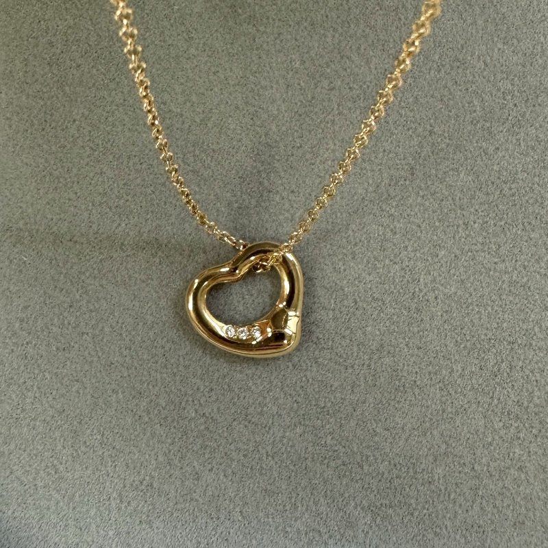 TIFFANY Open Heart玫瑰金鑲鑽鏈墜-4
