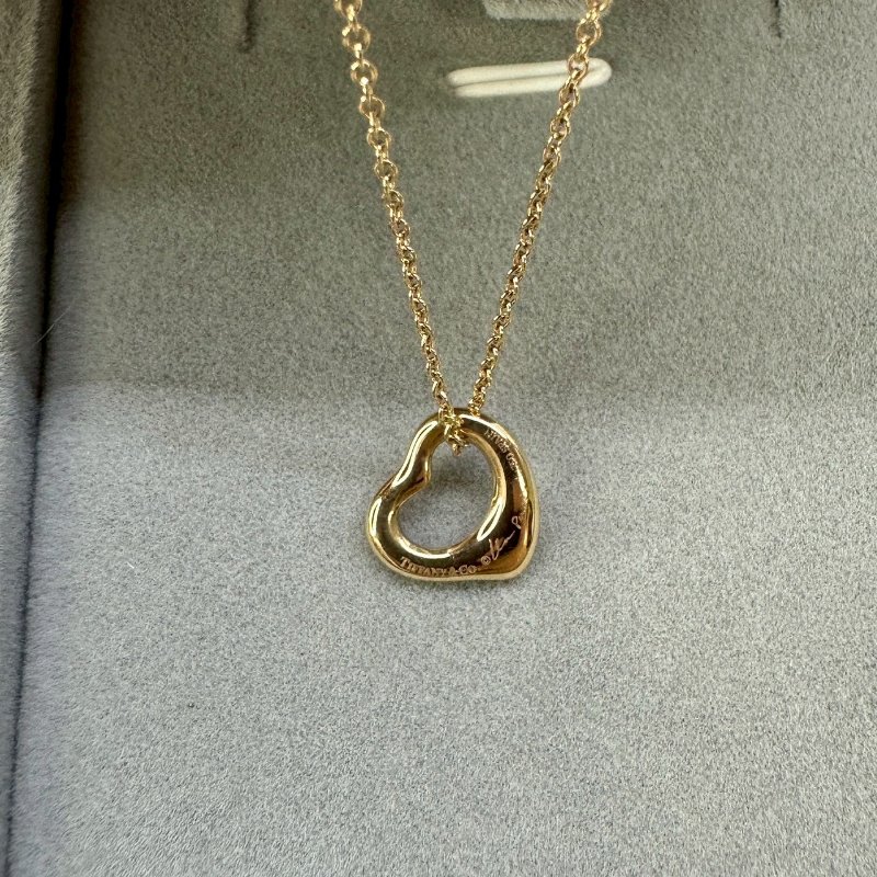 TIFFANY Open Heart玫瑰金鑲鑽鏈墜-5