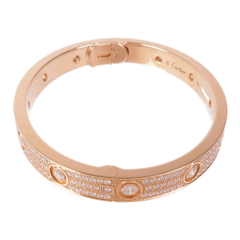 CARTIER 18K玫瑰金Love Bracelet鑽石手鐲Cartier#16-1