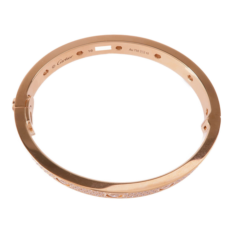 CARTIER 18K玫瑰金Love Bracelet鑽石手鐲Cartier#16-3