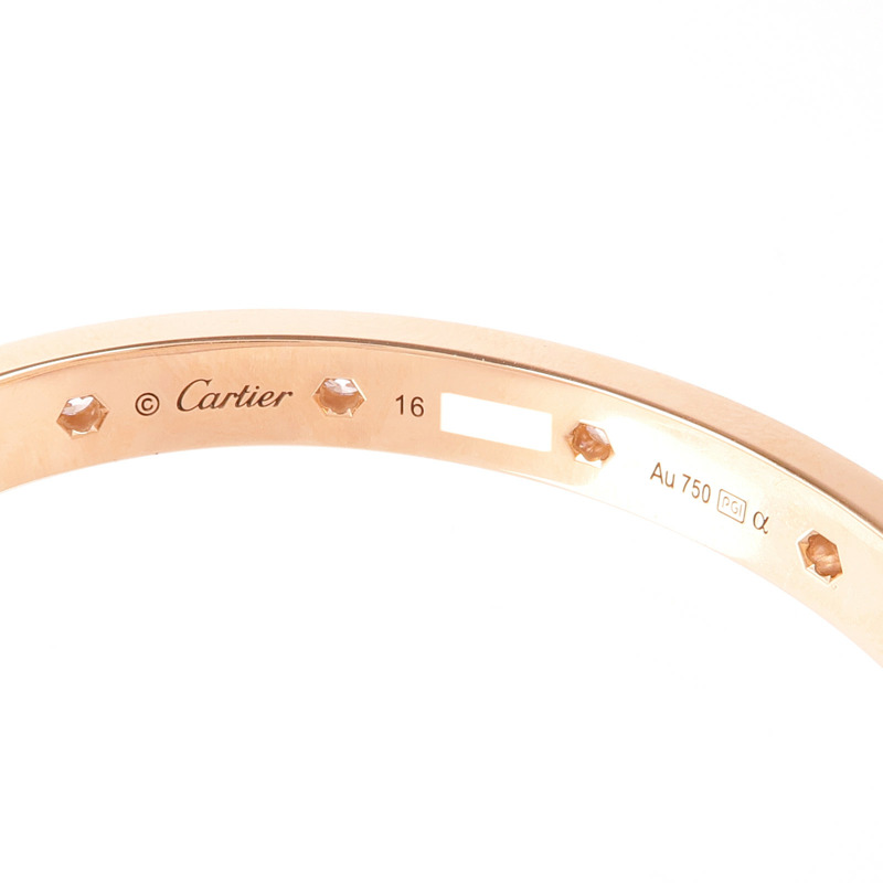 CARTIER 18K玫瑰金Love Bracelet鑽石手鐲Cartier#16-4